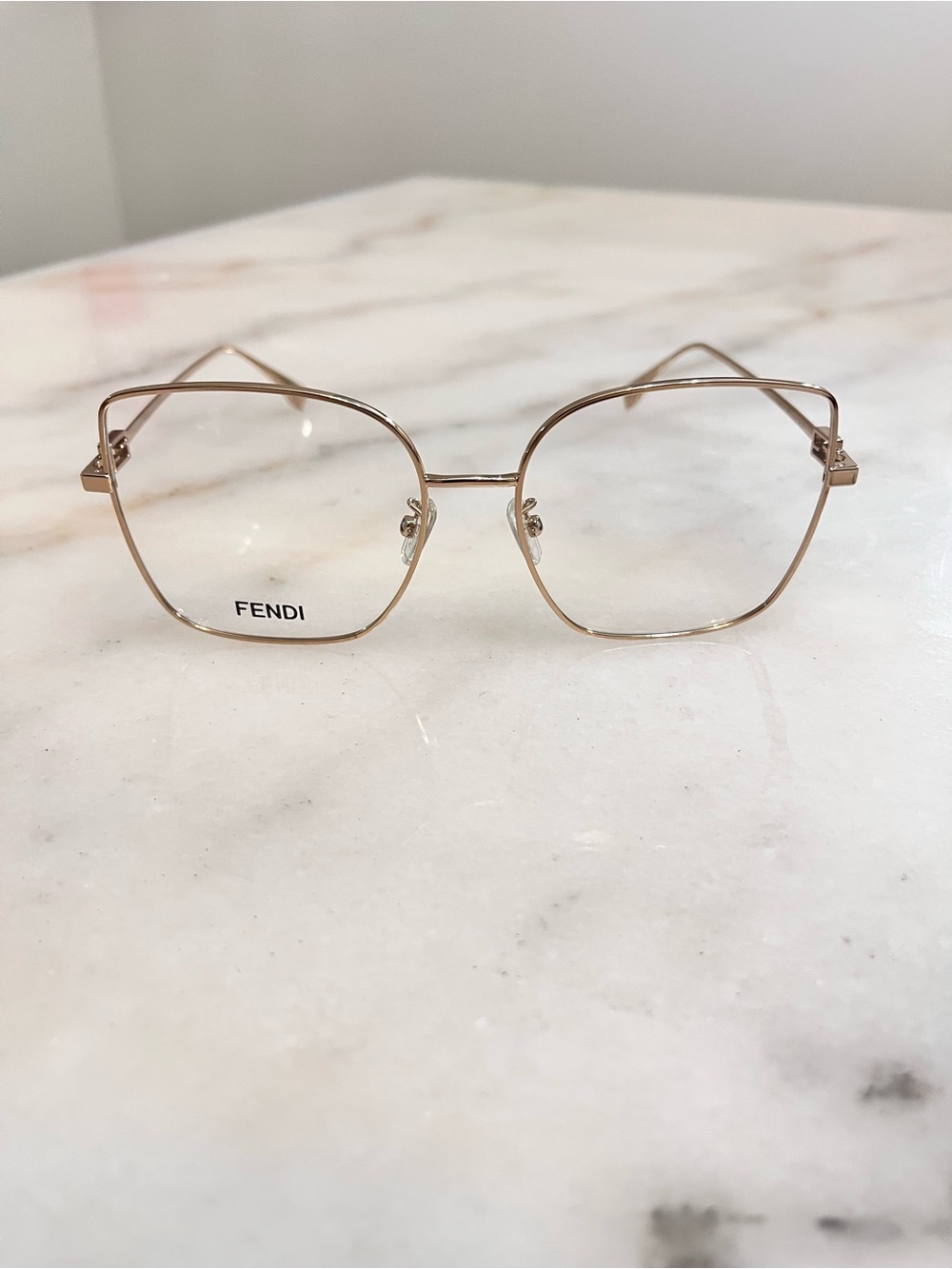 Fendi Women’s Champagne Gold Geometric Frame Glasses